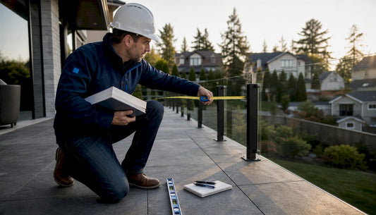 Professional measuring glass railing post spacing