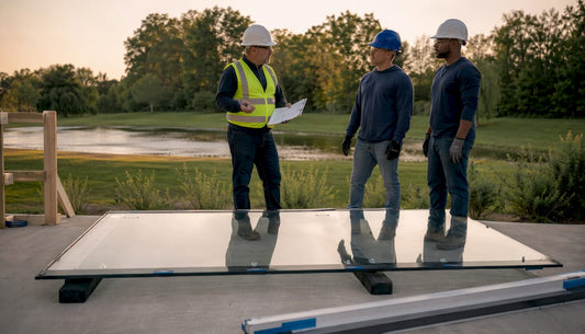 Team reviewing lift safety checklist at site