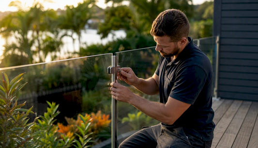 Installer fitting stainless steel glass railing hardware