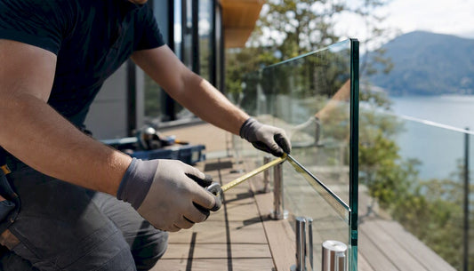 Measuring glass railing panel thickness