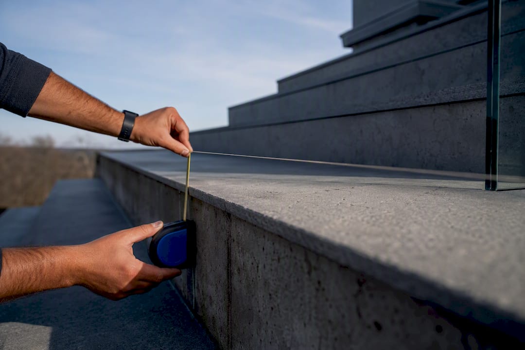 Measuring stair edge for glass railing