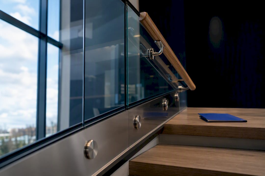 Glass stair guard and separate handrail detail