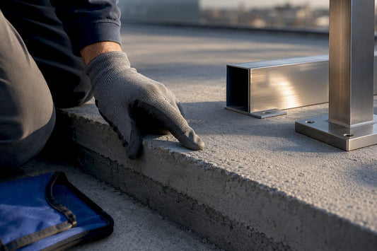 Checking slab edge for railing installation