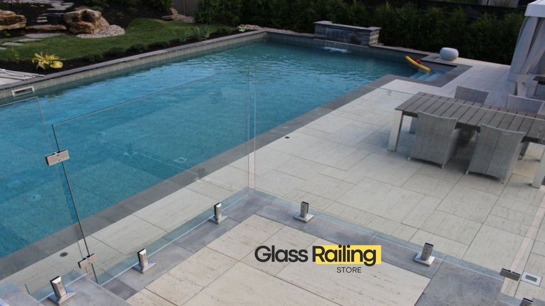 glass railing system on a Poolside