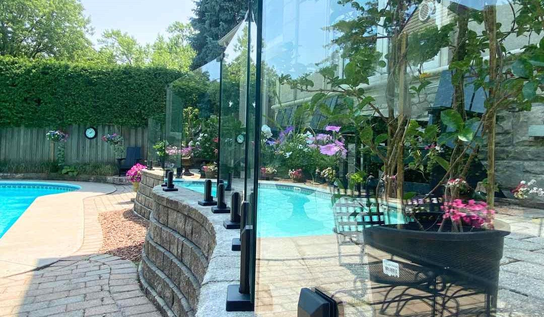 patio with glass railing