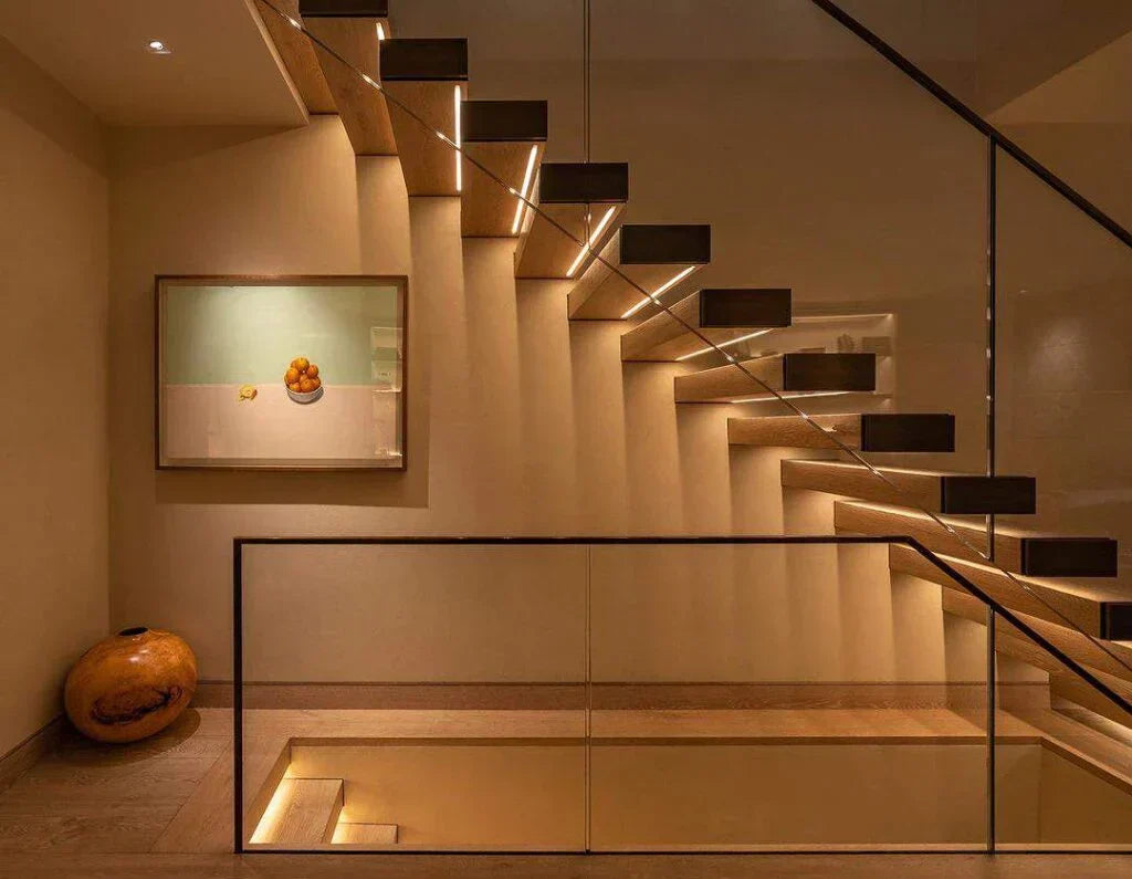  glass railing system on a stair