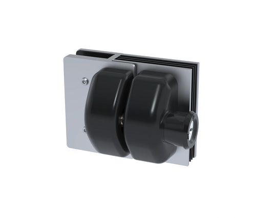 Brushed stainless 180-degree glass gate latch (Model 1) with key lock, for 12mm frameless glass gates