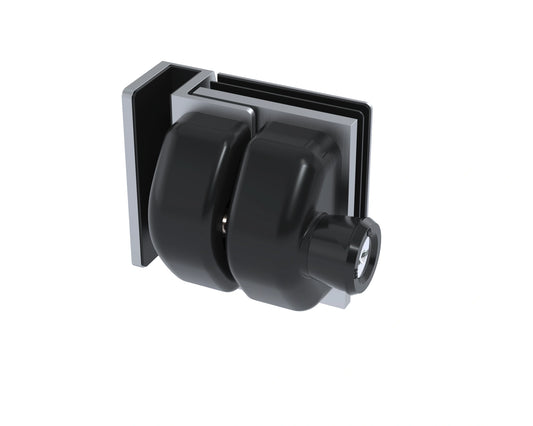 Brushed stainless 90-degree glass gate latch (Model 1) with key lock, for corner glass gates with 12mm glass