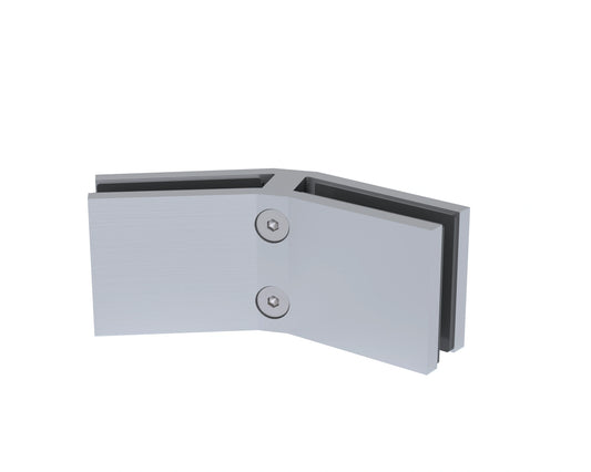 Brushed stainless adjustable glass-to-glass connector, big size, adjusts from 45° to 180° for 12mm glass
