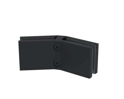 Matte black adjustable glass-to-glass connector, big size, adjusts from 45° to 180° for 12mm glass