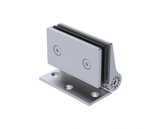 Brushed stainless wall-mount glass gate hinge for hanging a 12mm glass gate from a wall or post