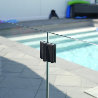 Matte black glass railing hinge kit, 2-unit set for glass gates and panels