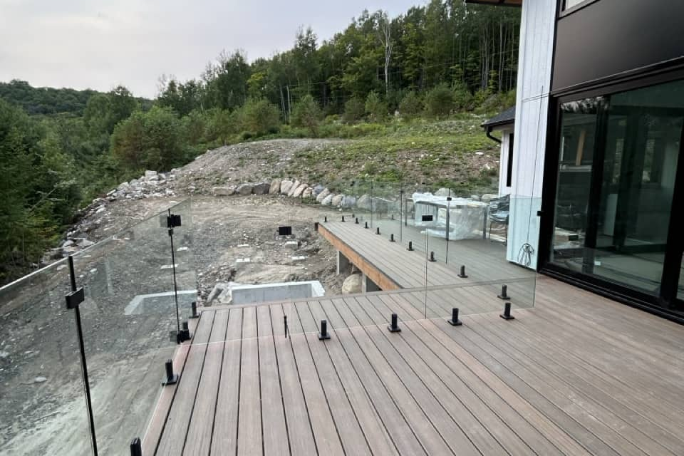 glass railing on a deck