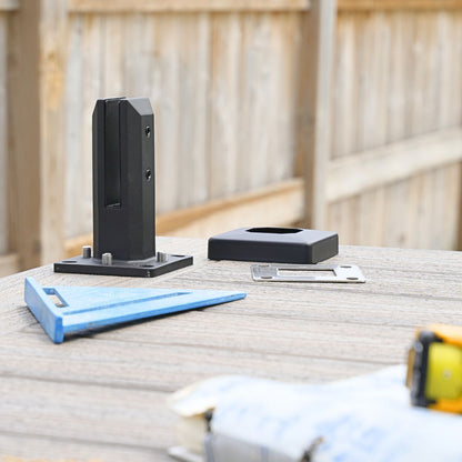Matte black square base spigot for frameless glass railing