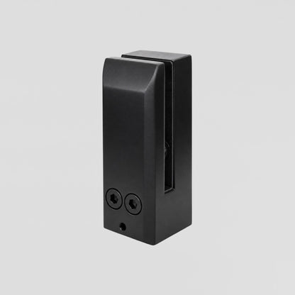 Matte black side mount fascia spigot made of 2205 marine grade stainless steel for frameless glass railing system