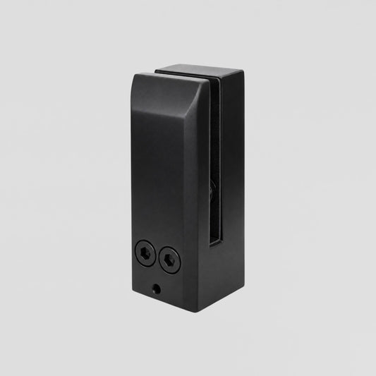 Matte black side mount fascia spigot made of 2205 marine grade stainless steel for frameless glass railing system